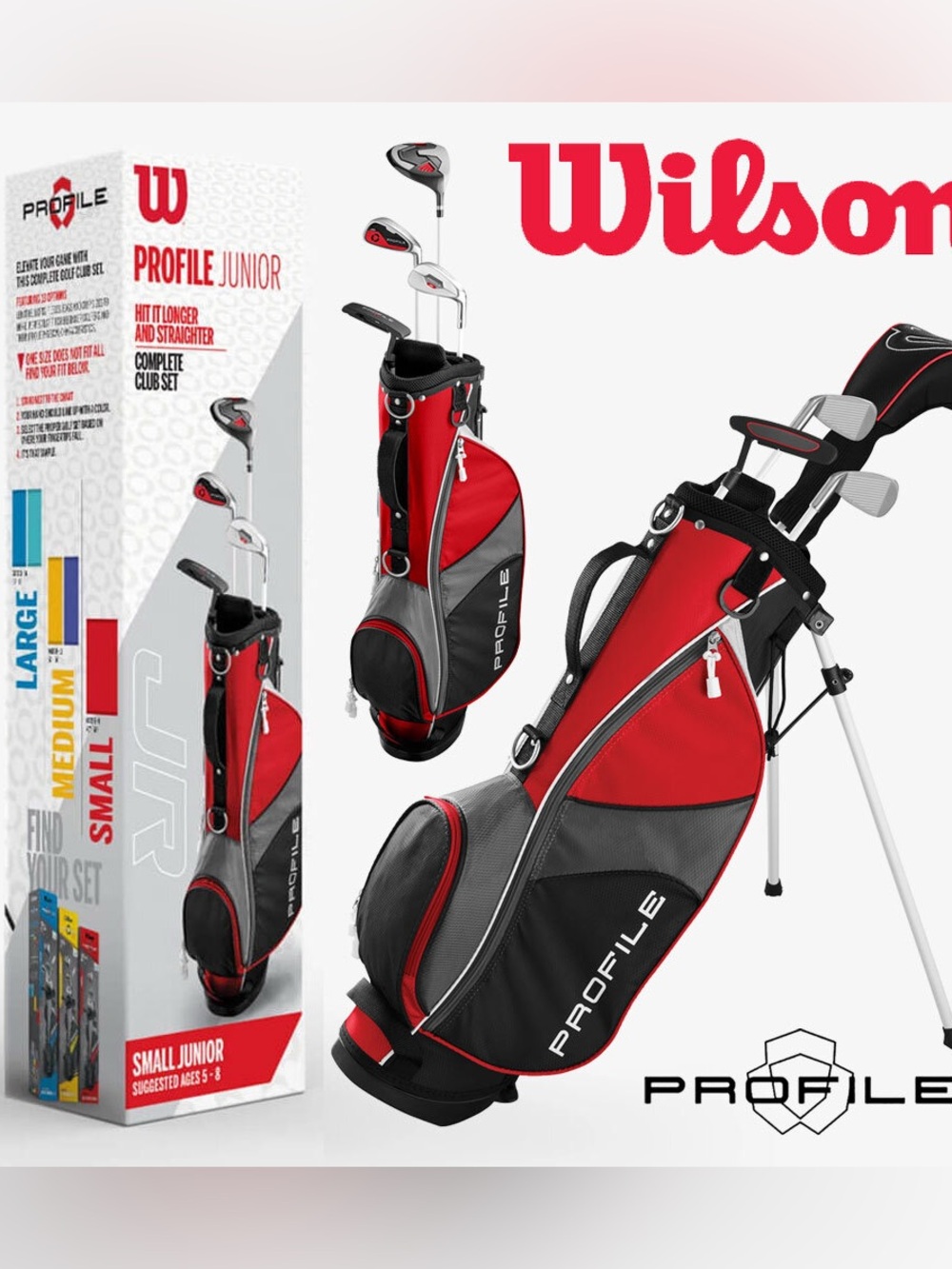 Wilson Profile JGI Junior Complete Golf Club Set Red Ages 5-8 Right Handed NIB